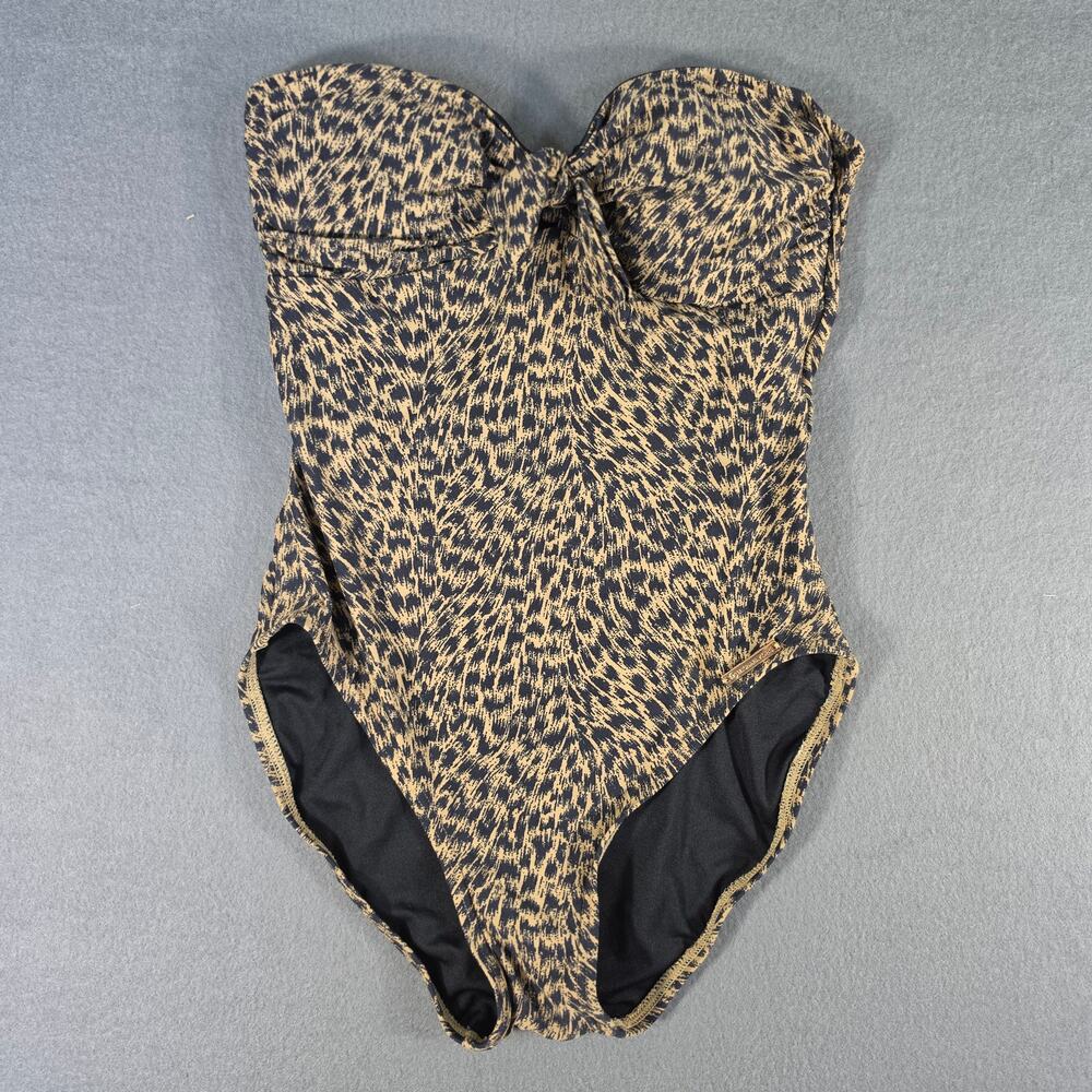 Michael Kors Swimsuit Women 6 One Piece Strapless Leopard Cheetah Print Monokini